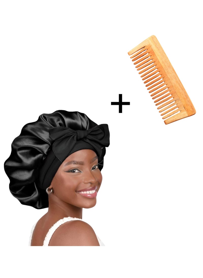 تبدأ العناية بشعرك بالأساسيات المناسبة. قبعة من الساتان + مشط - Image 1